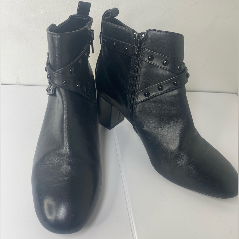 Alex Marie Shylo Black Leather Ankle Heeled Boots